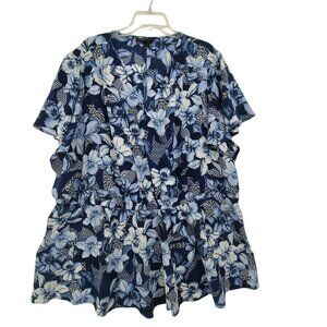 Lane Bryant Women's Short Sleeve Tunic Blue Size 28